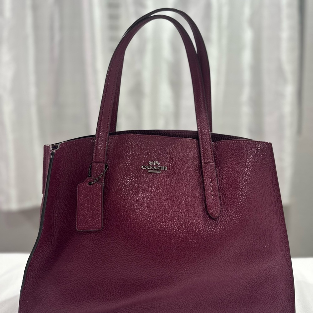Coach Red Leather Tote Bag with Timeless Design